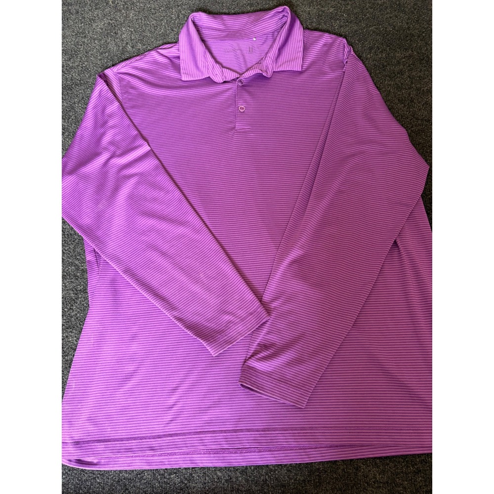 Walter Hagen Mens Purple Striped Long Sleeve Golf Polo Shirt Size XL